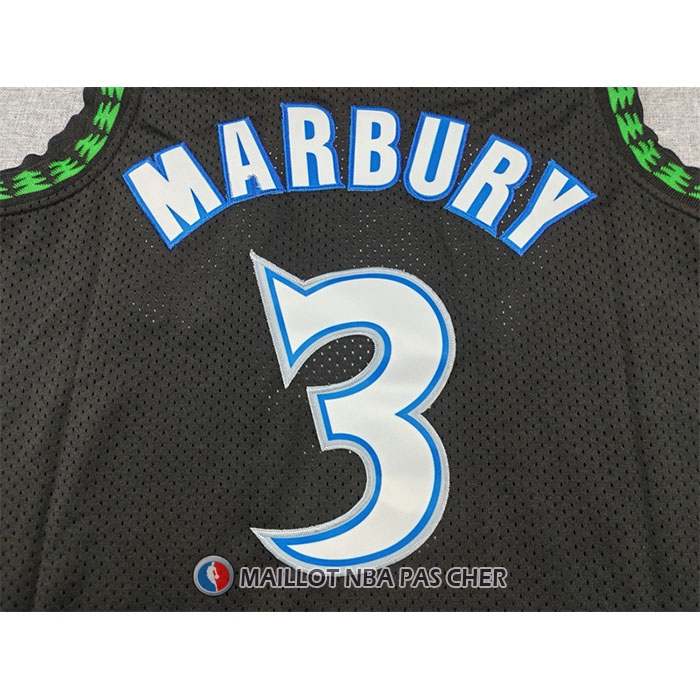 Maillot Minnesota Timberwolves Stephon Marbury NO 3 Mitchell & Ness 1997-98 Noir